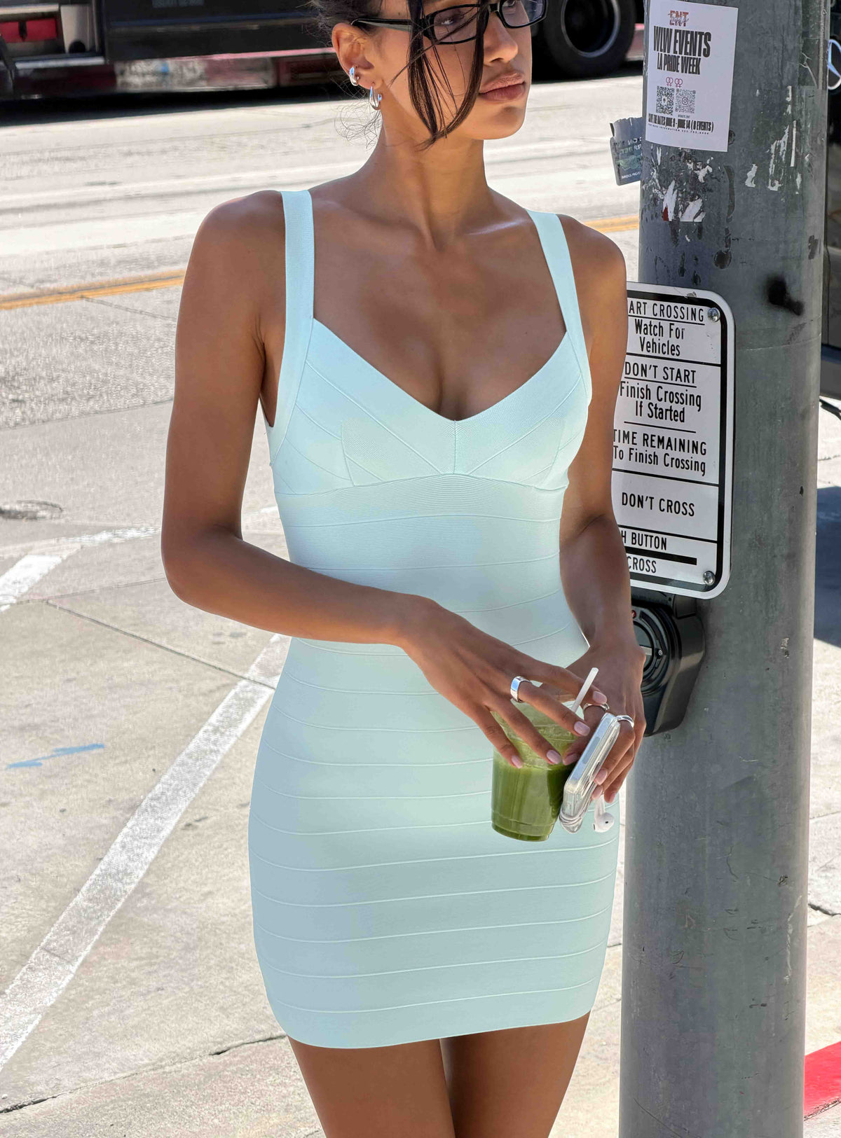 DressNovel Justina Bandage Mini Dress Pastel Blue
