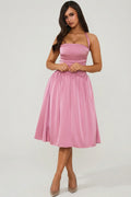 DressNovel Halterneck Lace-Up Ruched Corset Midi Dress in Mauve