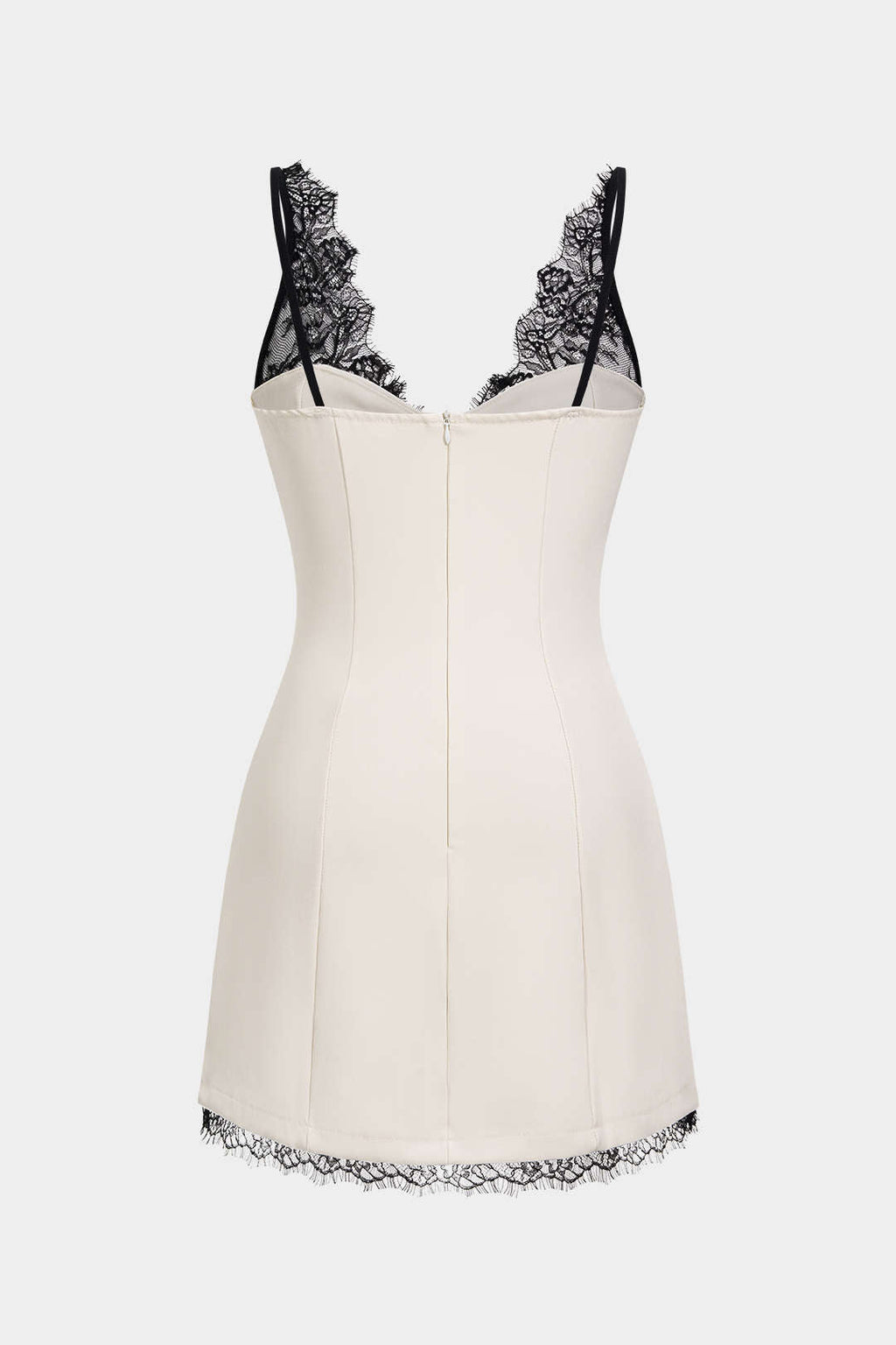 DressNovel Lace Patchwork V-Neck Slip Sleeveless Mini Dress