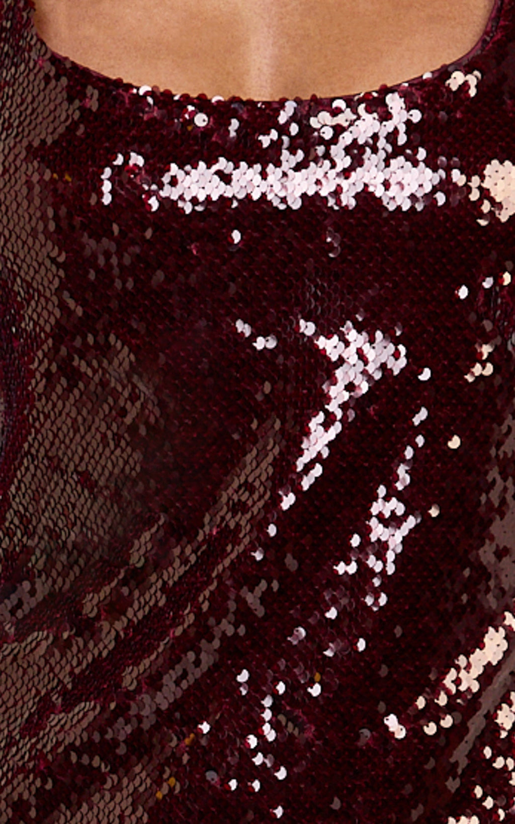 DressNovel Seville Mini Dress - Racer Back A Line Sequin Dress in Ruby