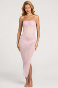 Ruched Bandeau Midi Dress in Lavender Pink