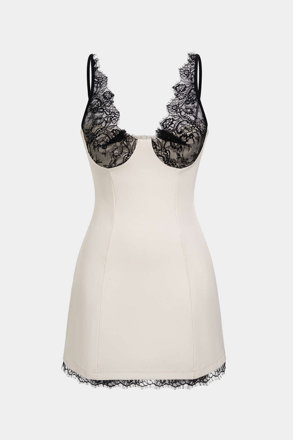 DressNovel Lace Patchwork V-Neck Slip Sleeveless Mini Dress