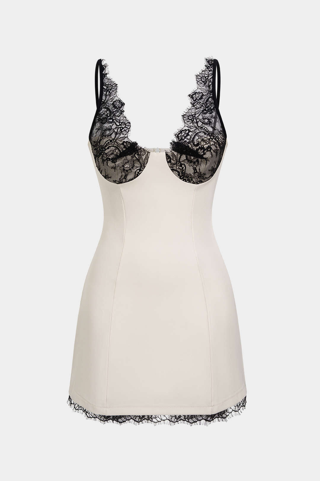 DressNovel Lace Patchwork V-Neck Slip Sleeveless Mini Dress