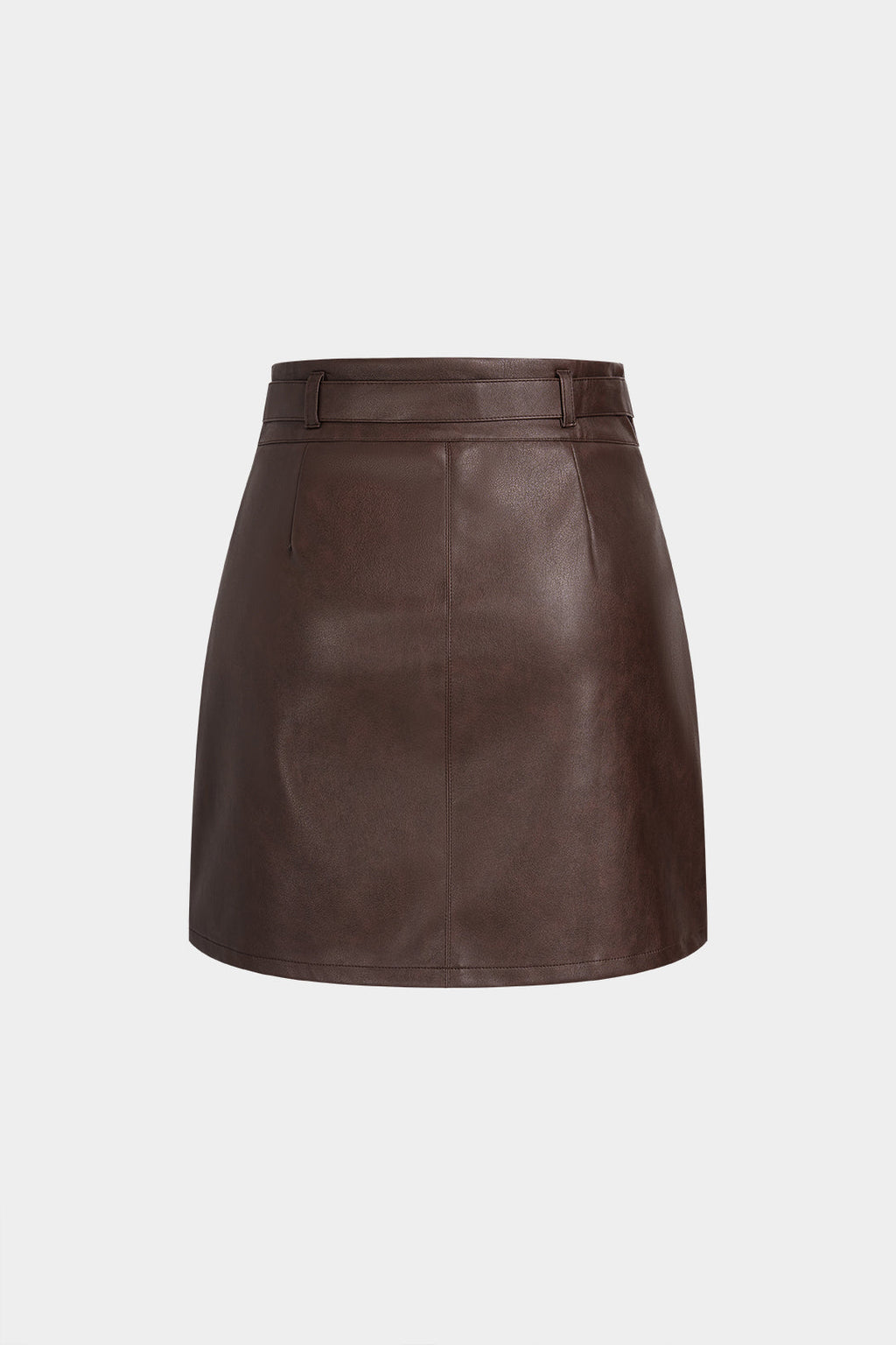 GownNovel Faux Leather Belted Mini Skirt