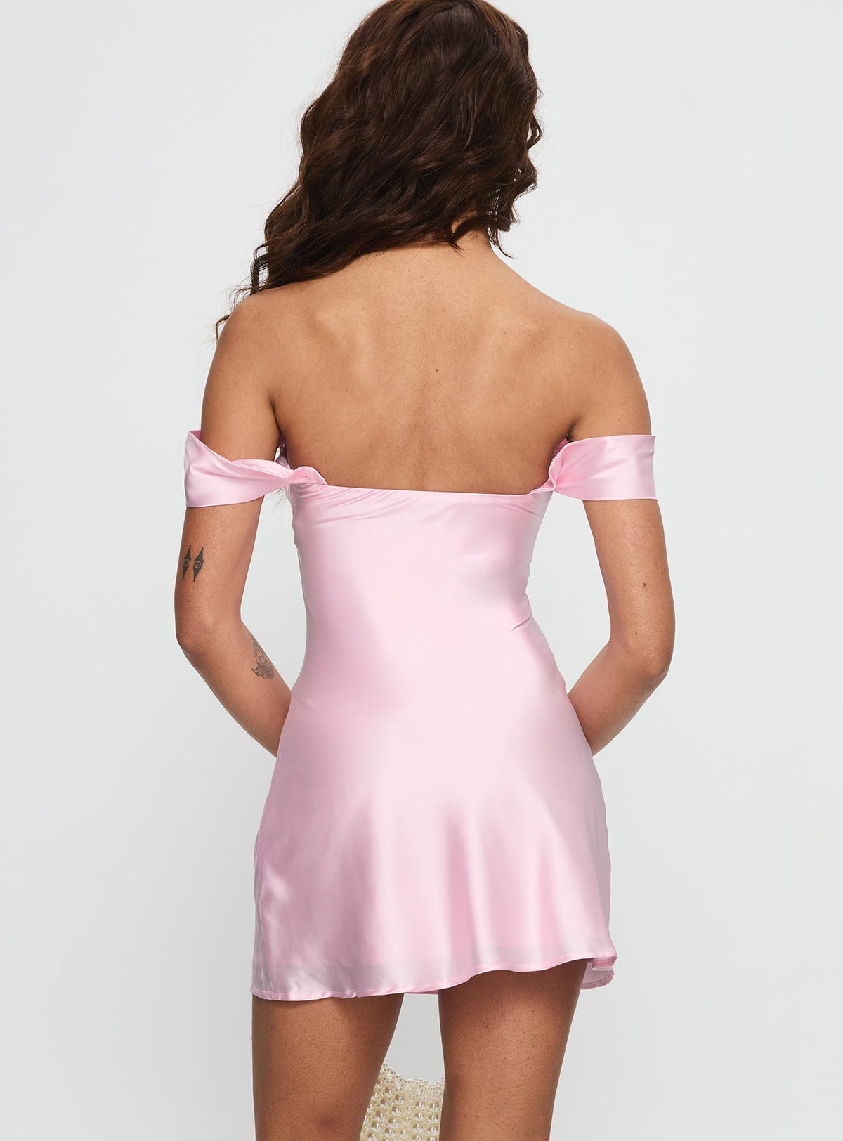 DressNovel Zabbarra Off The Shoulder Mini Dress Light Pink