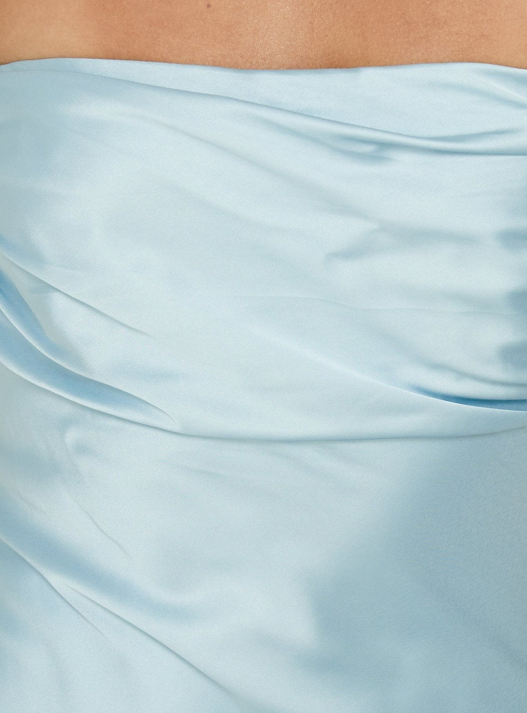 DressNovel Satin Off The Shoulder Mini Dress Blue