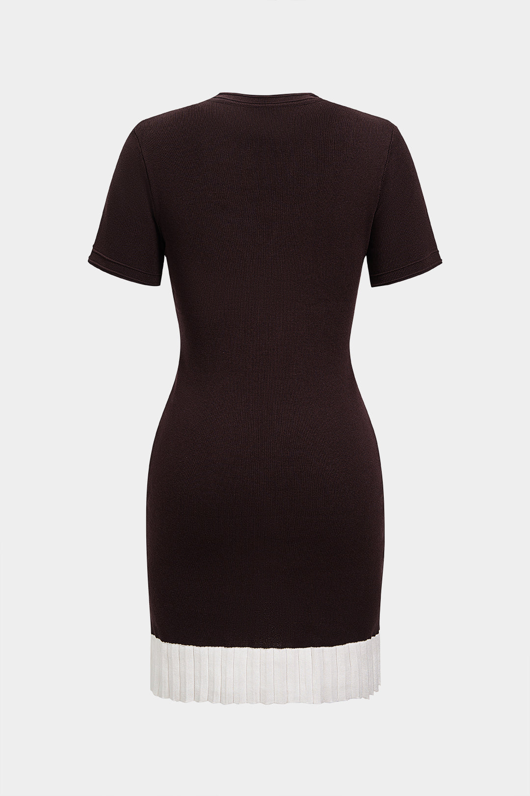 GownNovel Contrast Round Neck Metallic Button Short Sleeve Mini Dress