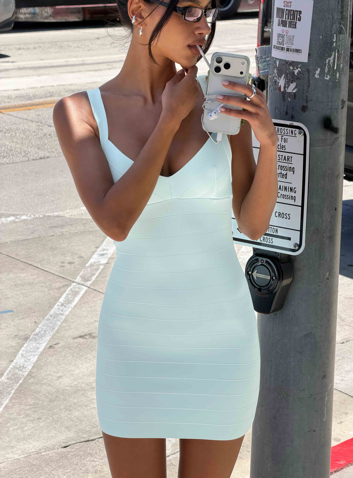 DressNovel Justina Bandage Mini Dress Pastel Blue