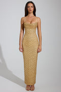 GownNovel Cowl-Neck Maxi Dress in Gold