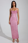 GownNovel Cowl-Neck Maxi Dress in Pink