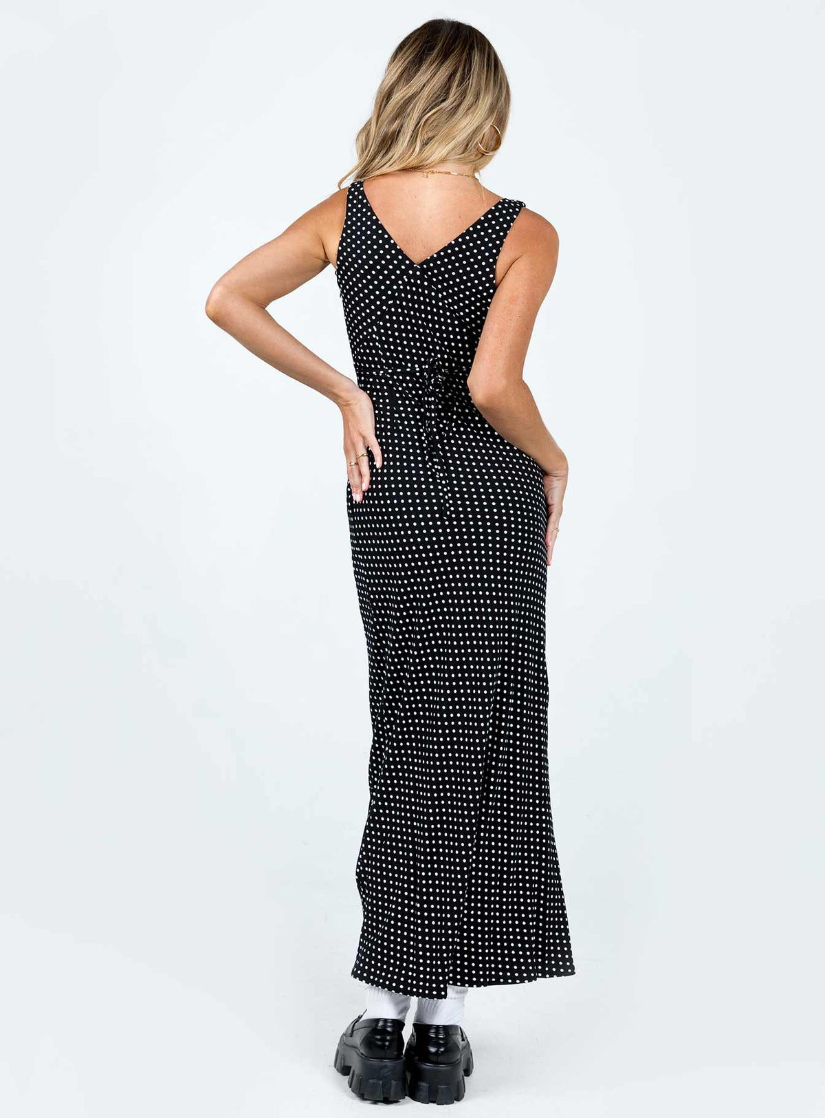 DressNovel Nellie Maxi Dress Black Polka Dot