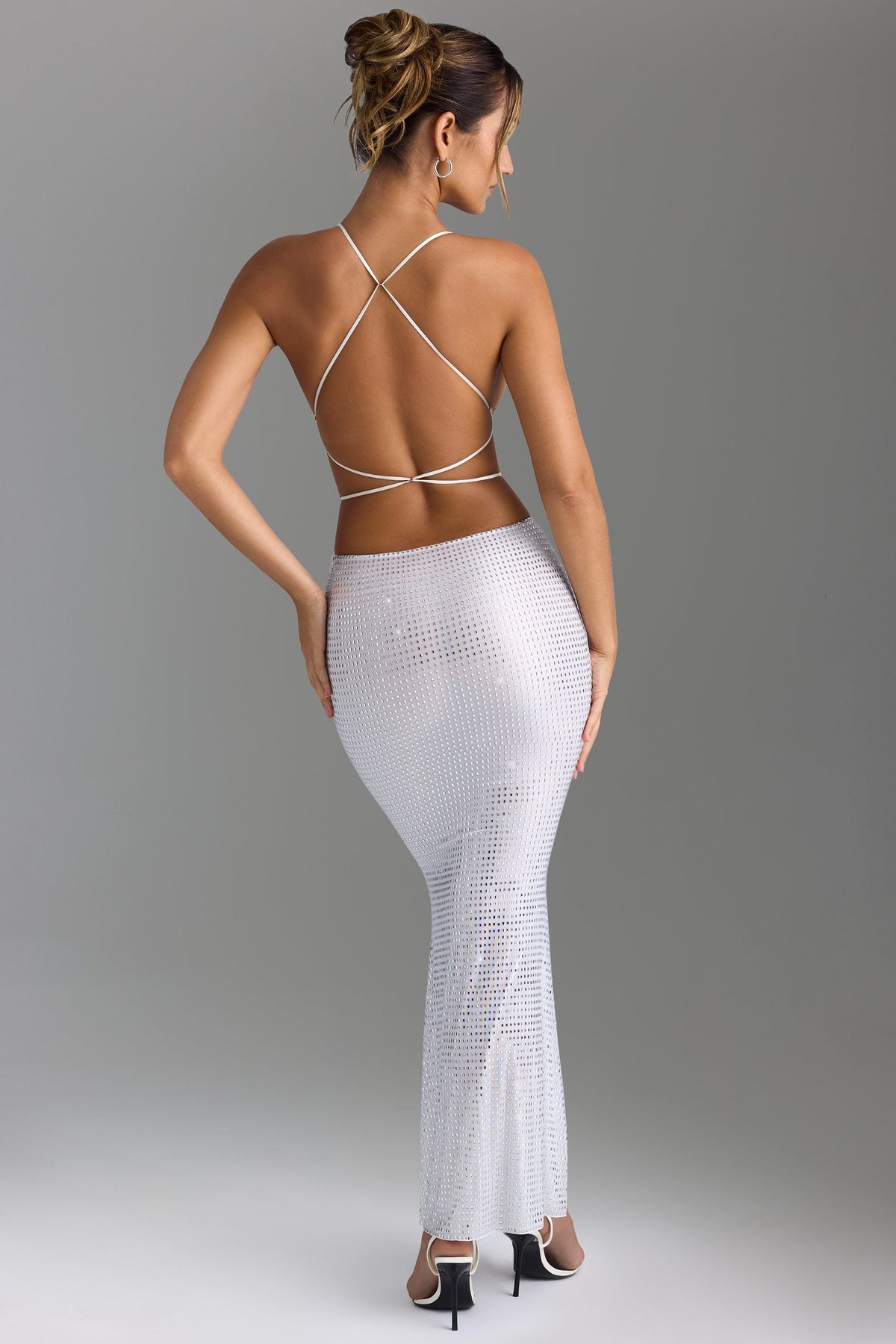 GownNovel Cut-Out Backless Maxi Dress in White