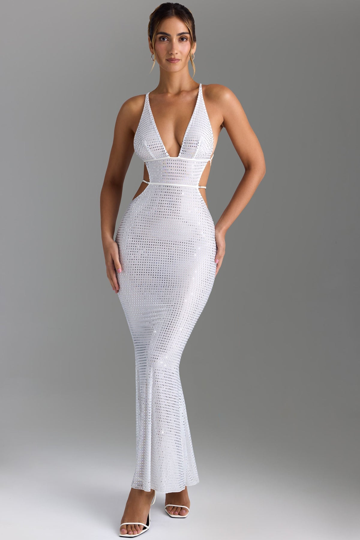 GownNovel Cut-Out Backless Maxi Dress in White