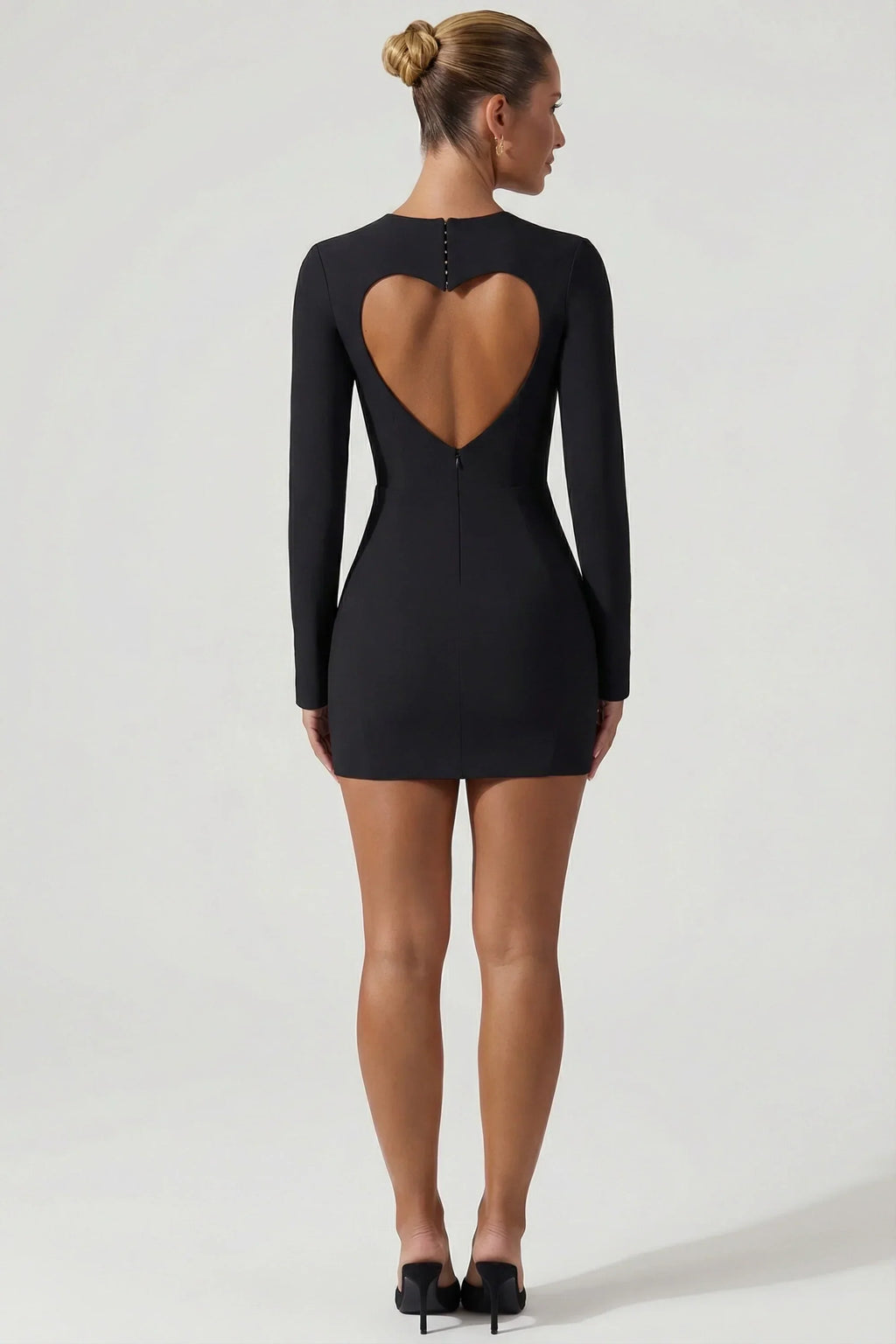 DressNovel Cut-Out Heart-Detail Bodycon Mini Dress in Black