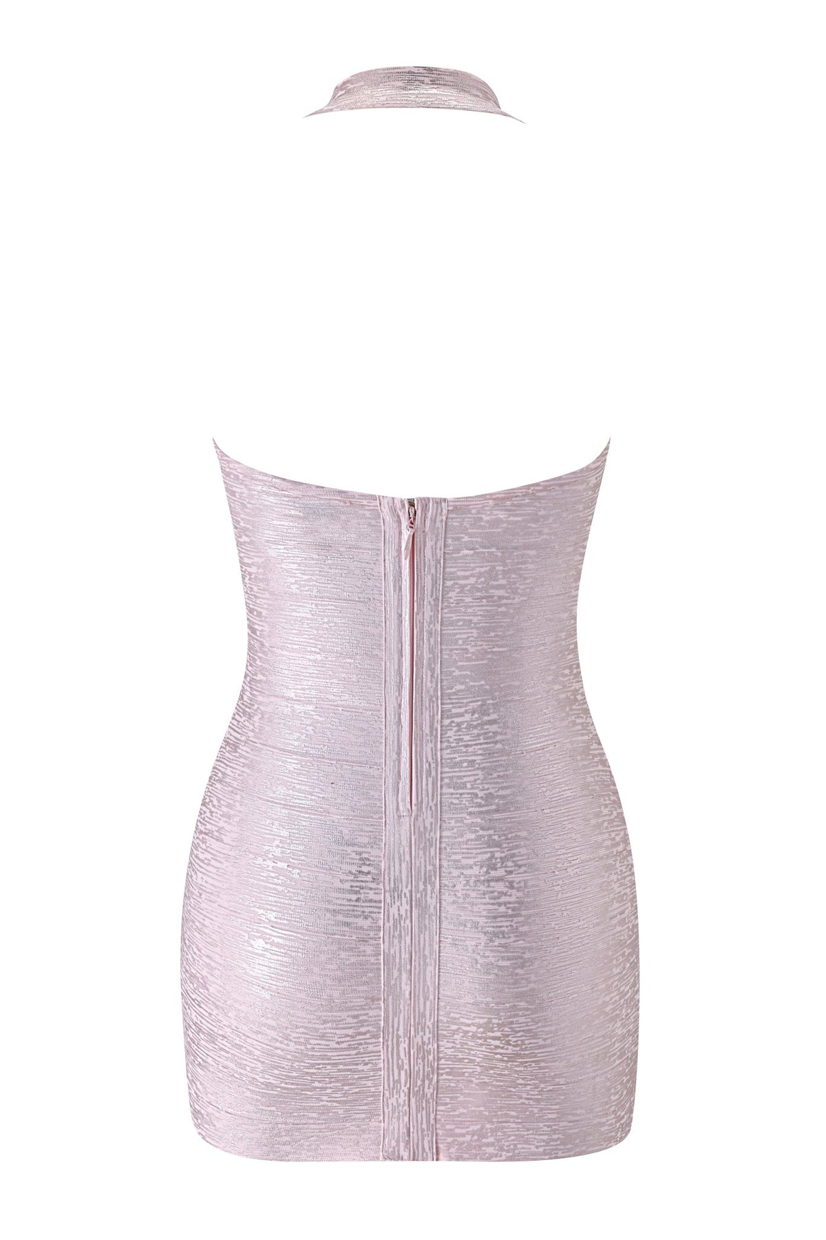 GownNovel AIDEN PLATINUM BANDAGE MINI DRESS - PINK PEARL