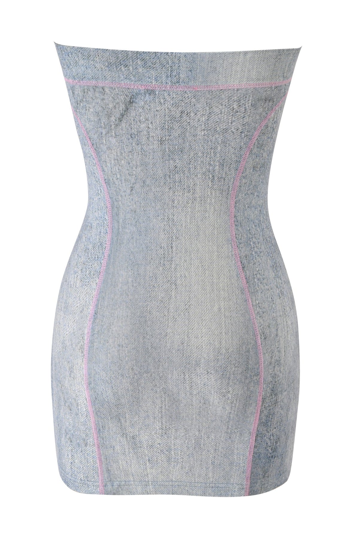 GownNovel BLARE TUBE MINI DRESS - DENIM TROMPE L'OEIL