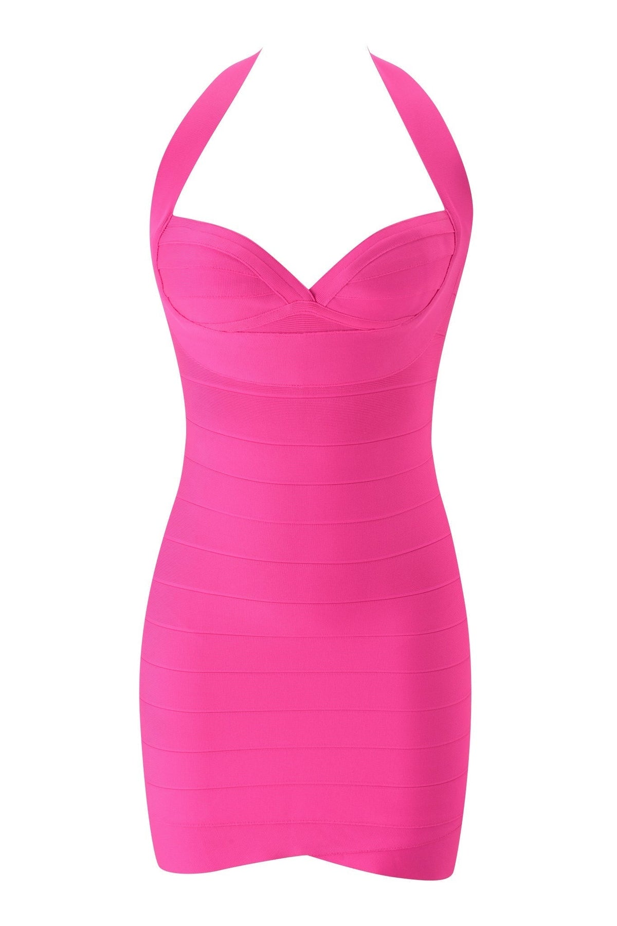 DressNovel ROSELLA BANDAGE MINI DRESS - NEON PINK