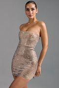 GownNovel Bandeau Mini Dress in Almond