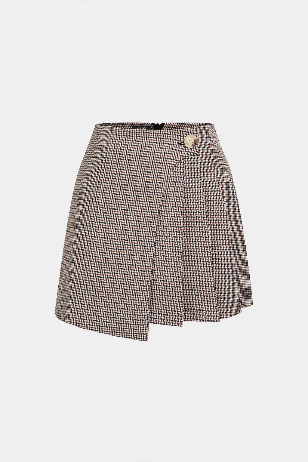 DressNovel Plaid Print Asymmetrical Pleated Mini Skirt