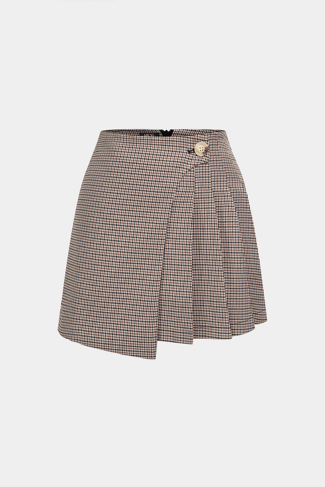 DressNovel Plaid Print Asymmetrical Pleated Mini Skirt