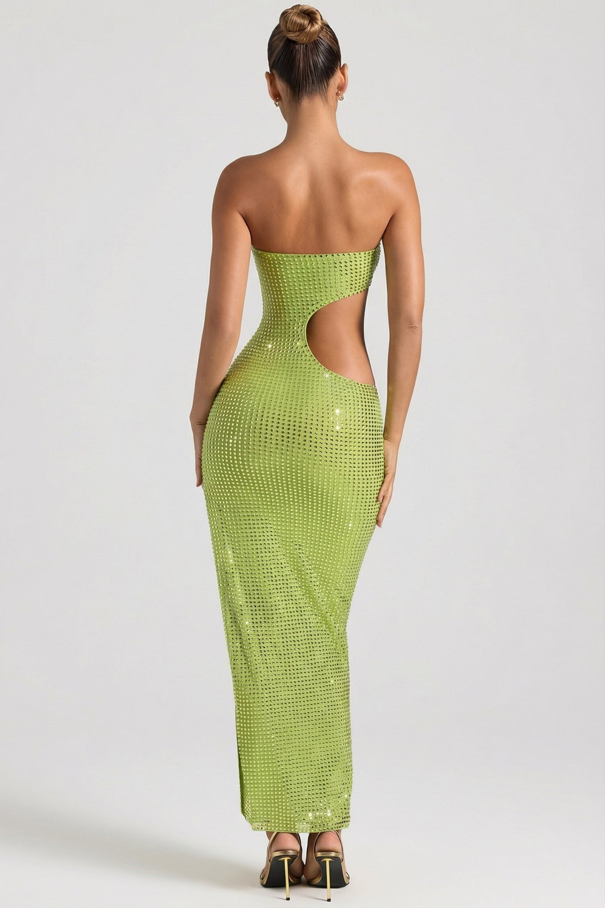 GownNovel Cut-Out Bandeau Maxi Dress in Pear Green