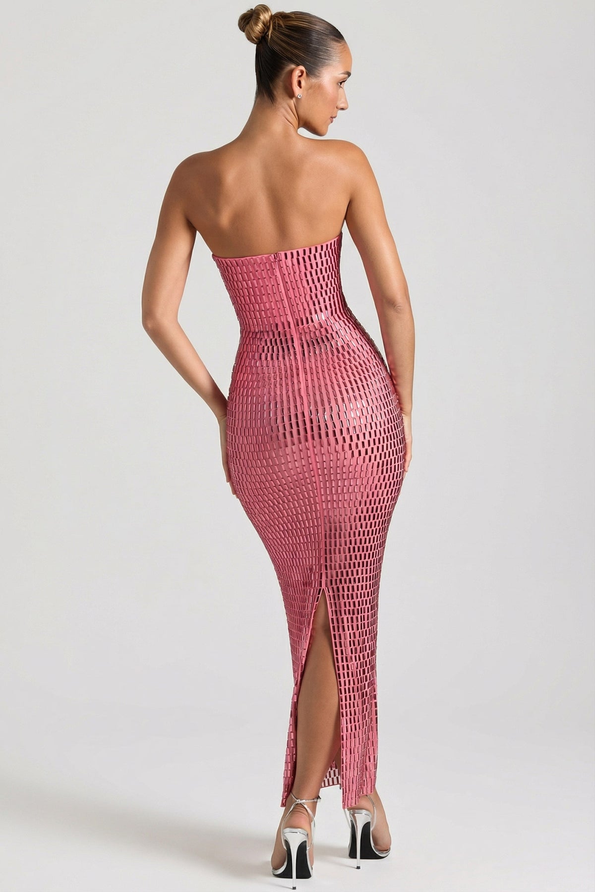 DressNovel Strapless Bandeau Maxi Dress in Watermelon