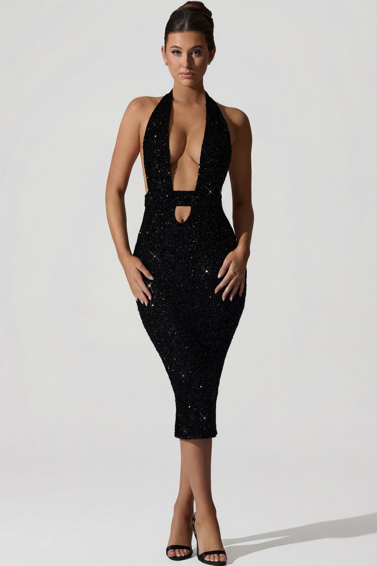 GownNovel Cut-Out Open-Back Midaxi Dress in Black